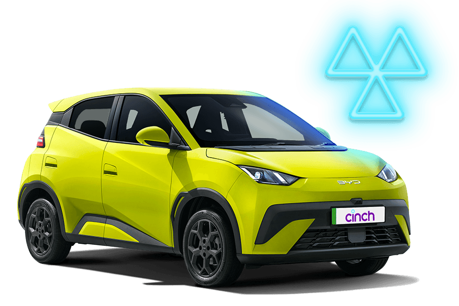 A yellow BYD with a neon MOT symbol