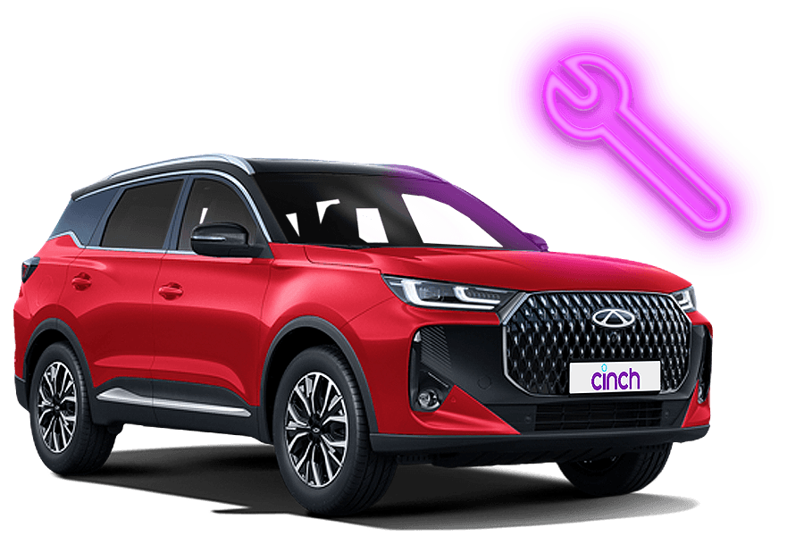 A red Chery with a neon pink spanner