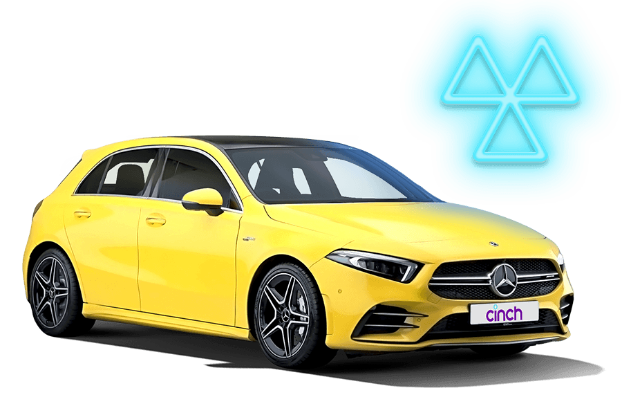 A yellow Mercedes A-Class